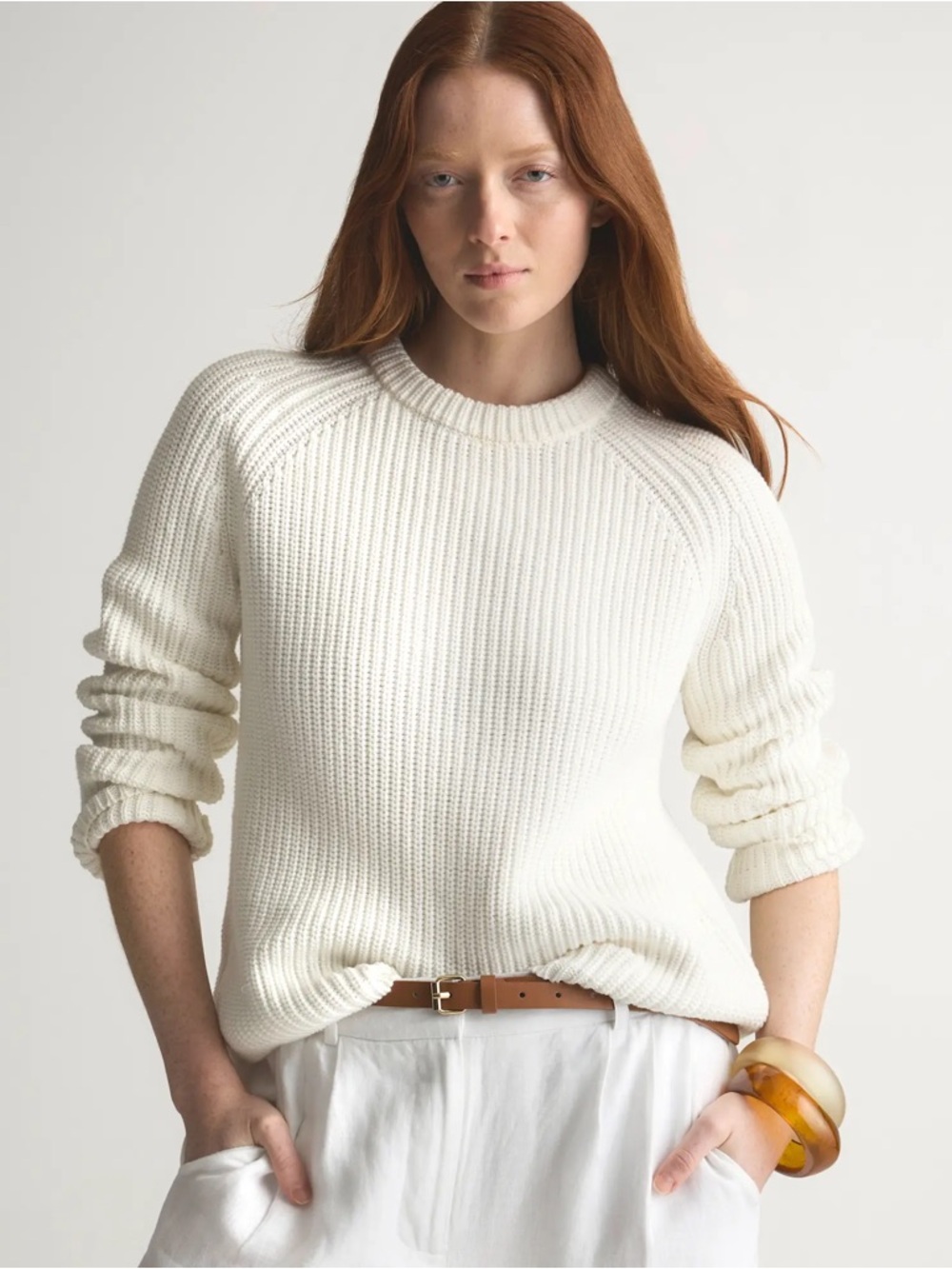 Quince 100% Organic Cotton Fisherman Crew Sweater - Picture 2 of 7